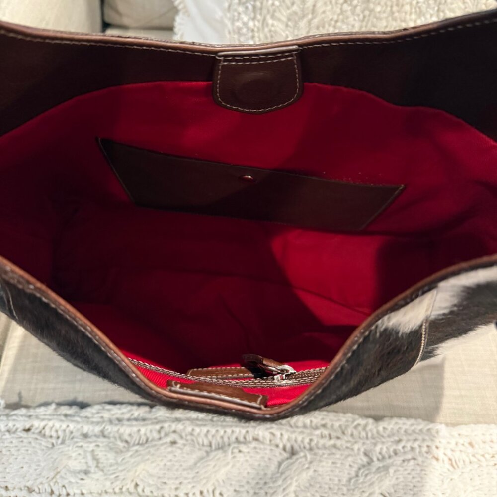 Cavalcanti Cow Hide & Leather Hobo Bag Viral - Picture 8 of 8